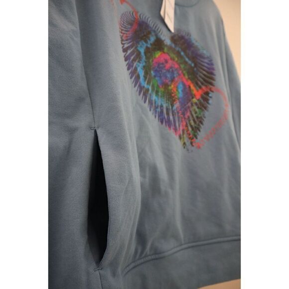 Frayed Jeans Women's Sz XL Coronet Blue Tie Dye Graphic Pullover Sweatshirt - Picture 5 of 11